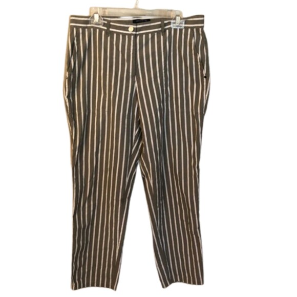 LAFAYETTE 148 SIZE 10 COTTON LINEN STRIPED STRAIGHT LEG PANTS - Picture 1 of 8